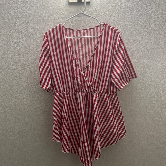 SHEIN Tops - Red and White Striped Blouse